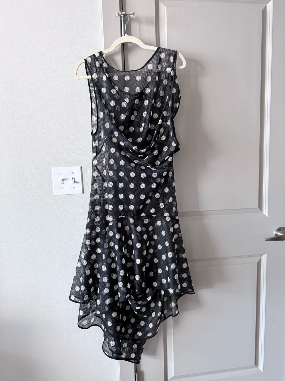 Junya Black Polka Dot Mesh Dress - Sleeveless Cowl Neck